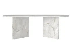 Mesa de centro ovalada - Color: Efecto mármol blanco - TOPANIA