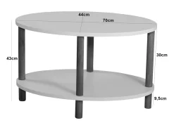 Mesa de centro ovalada 43 x 70 x 44 cm blanca 03_0008835
