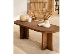 Mesa de centro ovalada de madera de abeto Decowood color roble oscuro de 120x40cm - TOKYO - DECOWOOD