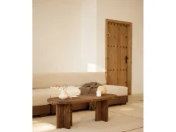 Mesa de centro ovalada de madera de abeto Decowood color roble oscuro de 120x40cm - TOKYO - DECOWOOD