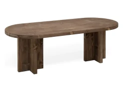 Mesa de centro ovalada de madera de abeto Decowood color roble oscuro de 120x40cm - TOKYO - DECOWOOD