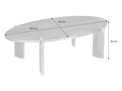 Mesa de centro ovalada de madera maciza de mango nogal