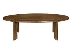 Mesa de centro ovalada de madera maciza de mango nogal