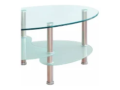 Mesa de centro ovalada de 90x55x43 cm sobre de cristal y revistero translúcido Denise