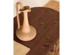 Mesa de centro ovalada de madera de abeto Decowood en color nogal de 120x35cm - BLOOM - DECOWOOD
