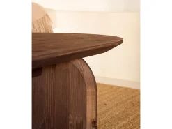 Mesa de centro ovalada de madera de abeto Decowood en color nogal de 120x35cm - BLOOM - DECOWOOD