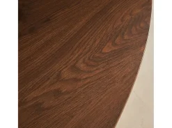 Mesa de centro ovalada patas cromadas y efecto madera nogal