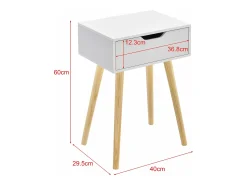 Mesa de centro para salón mueble de diseño con cajón PVC 60 cm blanco 03_0006161