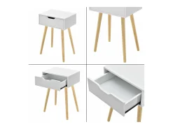 Mesa de centro para salón mueble de diseño con cajón PVC 60 cm blanco 03_0006161