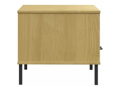 Mesa de centro patas metal OSLO madera maciza marrón 85x50x45cm