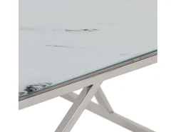 Mesa de centro plateada acero inoxidable y vidrio templado