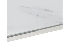 Mesa de centro plateada acero inoxidable y vidrio templado