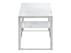 Mesa de centro plateada acero inoxidable y vidrio templado