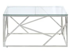 Mesa de centro plateada acero inoxidable y vidrio templado ES85275