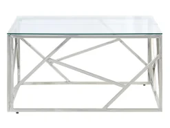 Mesa de centro plateada acero inoxidable y vidrio templado ES85275