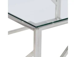 Mesa de centro plateada acero inoxidable y vidrio templado ES85275