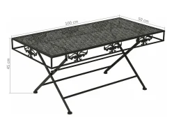 Mesa de centro plegable estilo vintage metal 100x50x45 cm negro