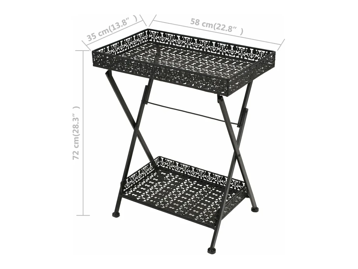 Mesa de centro plegable estilo vintage metal 58x35x72 cm negro