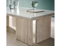Mesa de centro rectangular con efecto madera beige travertino