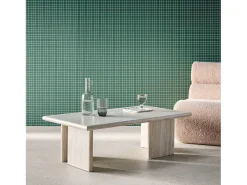 Mesa de centro rectangular con efecto madera beige travertino