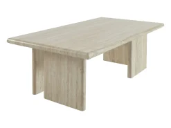Mesa de centro rectangular con efecto madera beige travertino
