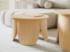 Mesa de centro redonda - 60 cm - color roble natural - VIVIALLY