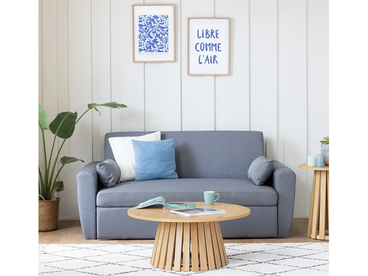 Mesa de centro redonda 80cm estilo escandinavo de madera LIV