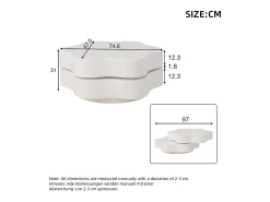 Mesa de centro redonda con tablero giratorio 360° y LED, diseño floral, MDF, crema (74,8x67,5x31 cm)