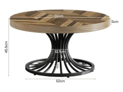 Mesa de centro redonda de madera, mesa de centro circular de 80 cm con pedestal de metal, mesa de centro industrial única, mesa de centro pequeña para sala de estar