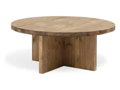 Mesa de centro redonda de madera de abeto Decowood color roble oscuro de Ø60cm - TOKYO - DECOWOOD