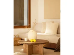 Mesa de centro redonda de madera de abeto Decowood color roble oscuro de Ø60cm - TOKYO - DECOWOOD