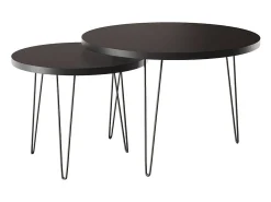 Mesa de centro redonda LAPP, juego Ø50 + Ø68 cm, negro
