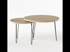 Mesa de centro redonda LAPP, juego Ø50 + Ø68 cm, roble Sonoma