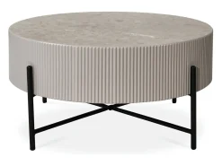 Mesa de centro redonda Milo - MDF y mármol - Gris