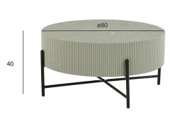 Mesa de centro redonda Milo - MDF y mármol - Gris