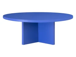 Mesa de centro redonda tablero azul laminado de 3cm azúl prussia 100cm-HECHO EN ESPAÑA