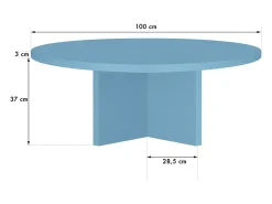 Mesa de centro redonda tablero resistente mdf 3cm azúl cornish 100cm-HECHO EN ESPAÑA