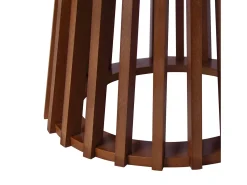 Mesa de centro redondas de efecto madera y abeto, set de 2 nogal