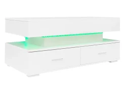 Mesa de centro regulable en altura con LED - 2 cajones - Controlada por APP - Blanco