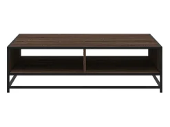 Mesa de centro roble marrón 100x100x30 cm madera contrachapada/metal