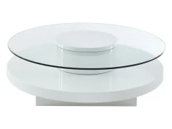 Mesa de centro RYHALI - Tablero giratorio - Cristal templado y MDF