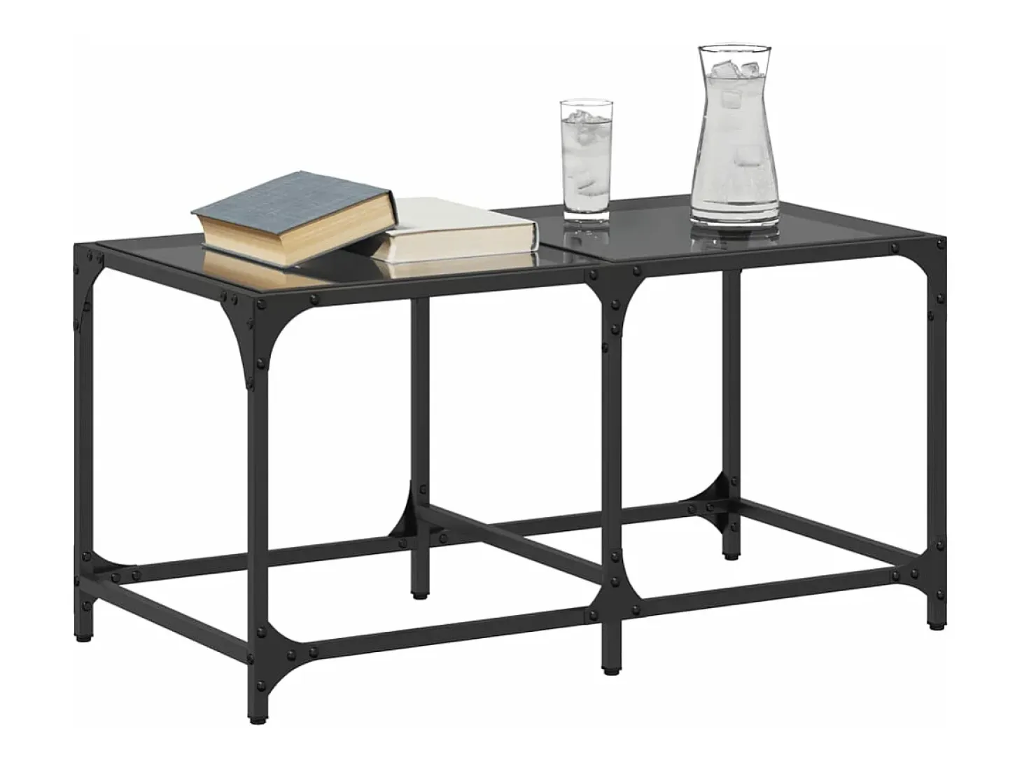 Mesa de centro superficie de vidrio acero negra 78,5x40x40 cm