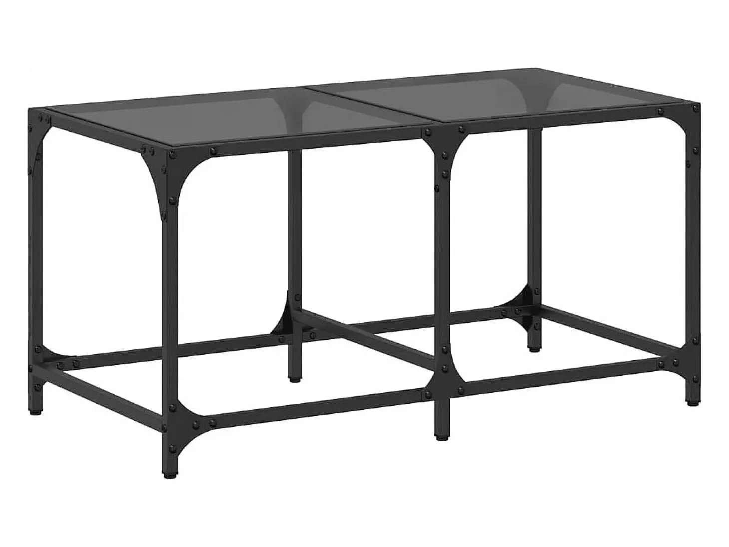 Mesa de centro superficie de vidrio acero negra 78,5x40x40 cm