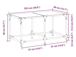 Mesa de centro superficie de vidrio acero negra 78,5x40x40 cm