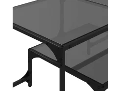 Mesa de centro superficie de vidrio acero negra 98,5x50x45 cm