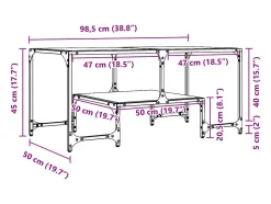 Mesa de centro superficie de vidrio acero negra 98,5x50x45 cm