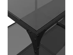 Mesa de centro superficie de vidrio acero negra 98,5x50x40 cm