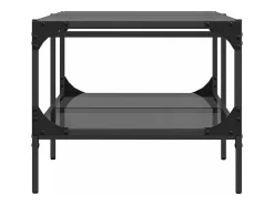 Mesa de centro superficie de vidrio acero negra 98,5x50x45 cm