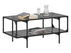 Mesa de centro superficie de vidrio acero negra 98,5x50x45 cm