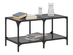 Mesa de centro superficie de vidrio acero negra 78,5x40x40 cm